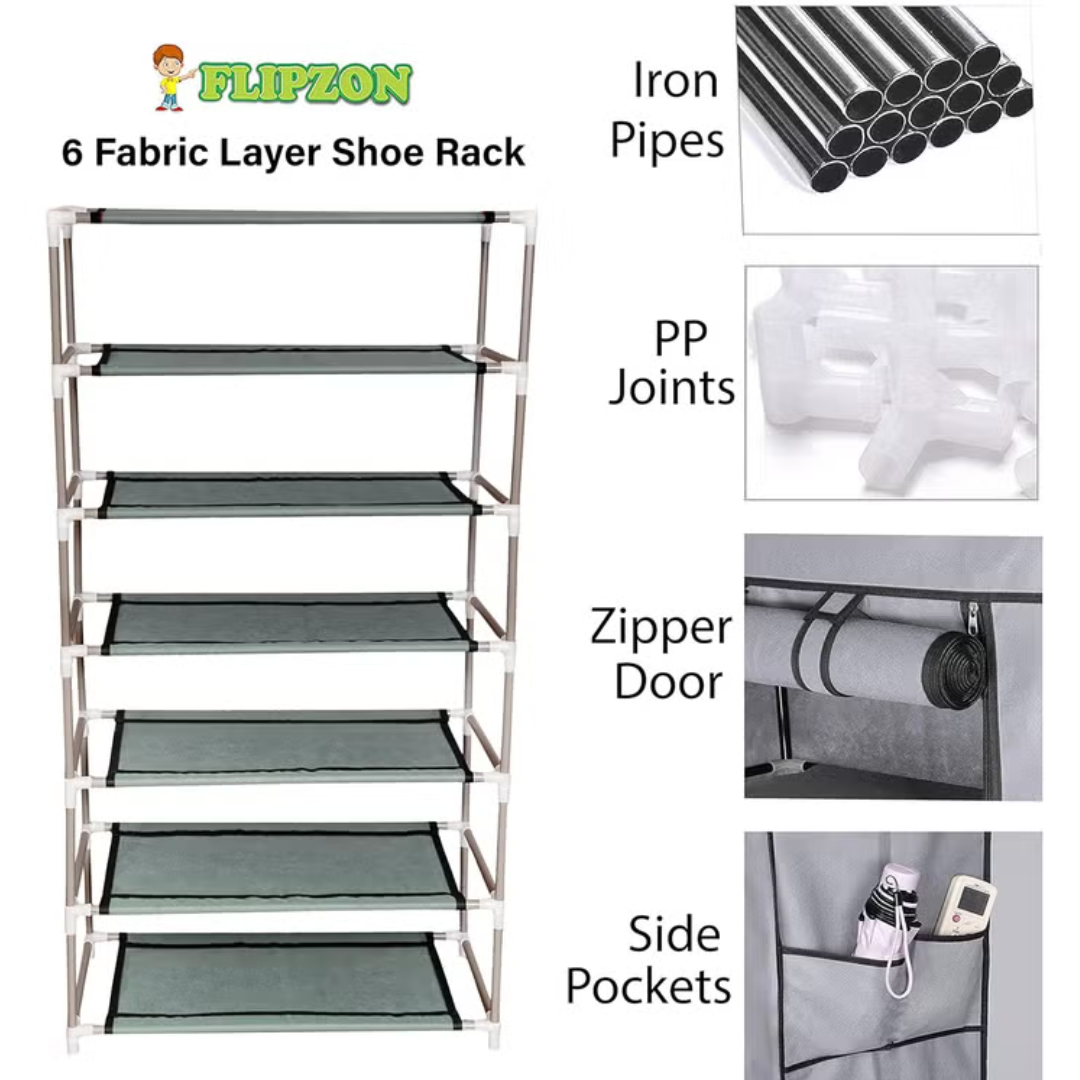 FLIPZON Premium 6-Tier Shoe Rack – Space-Saving, Durable &amp; Stylish Storage Solution