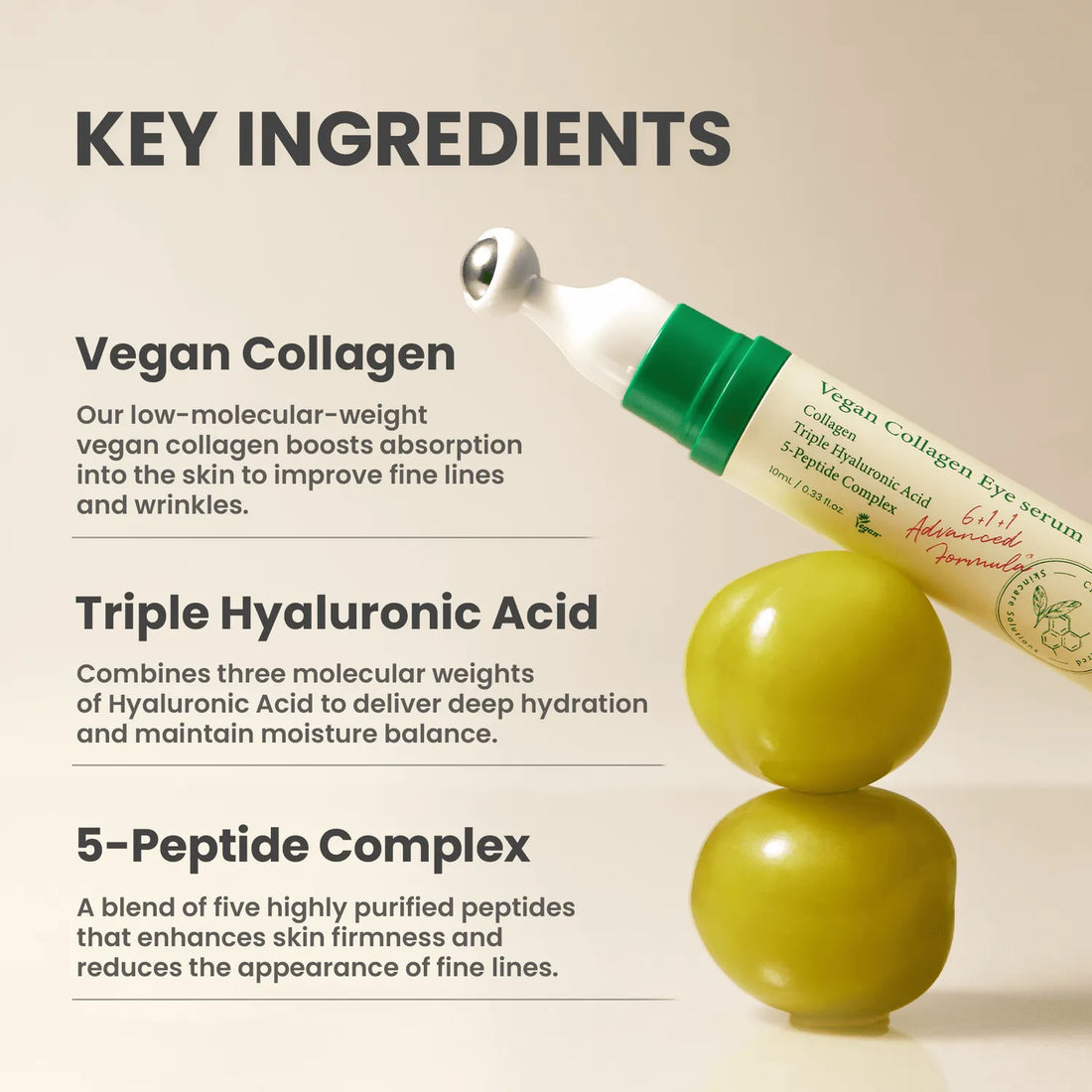 Vegan Collagen Eye Serum – Target Wrinkles, Puffiness &amp; Dark Circles