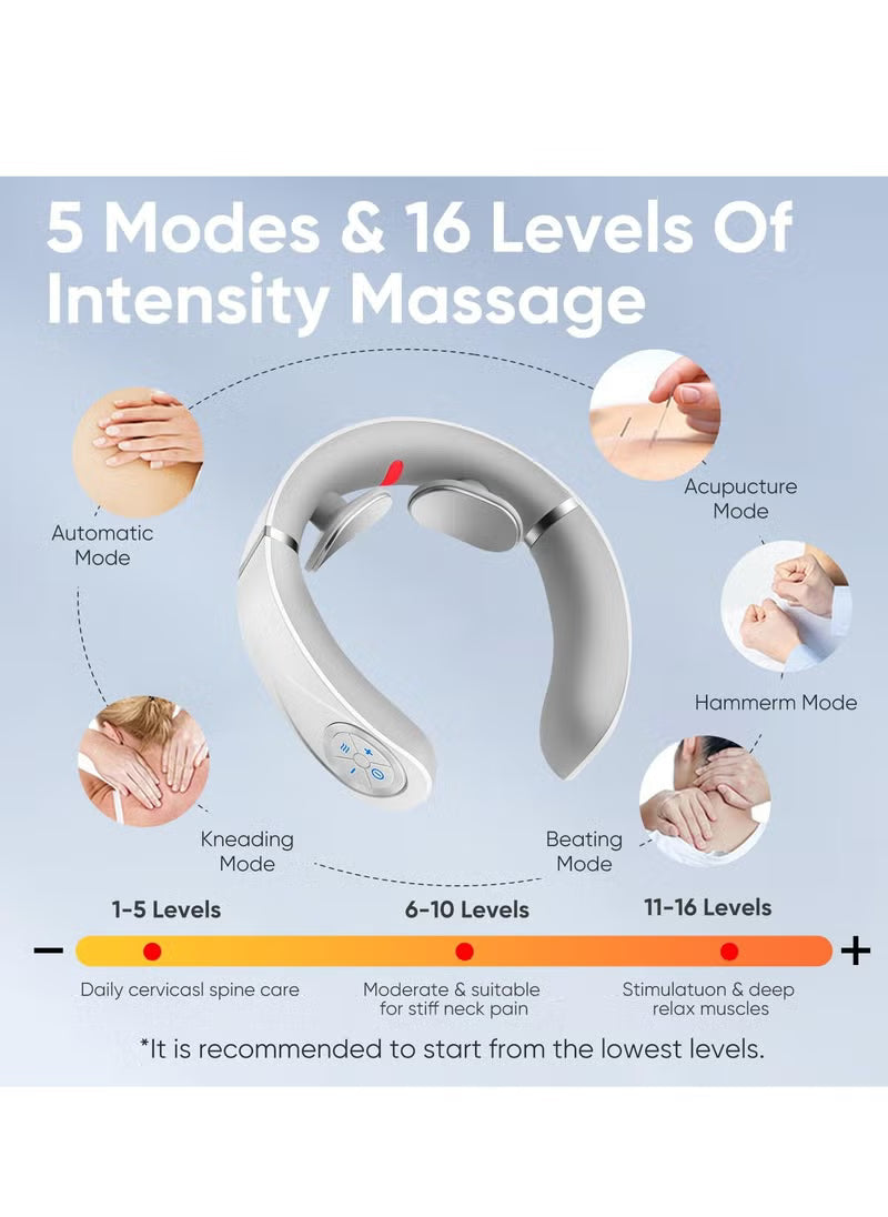 Smart Neck Massager with Heat – Cordless, Lightweight &amp; Adjustable