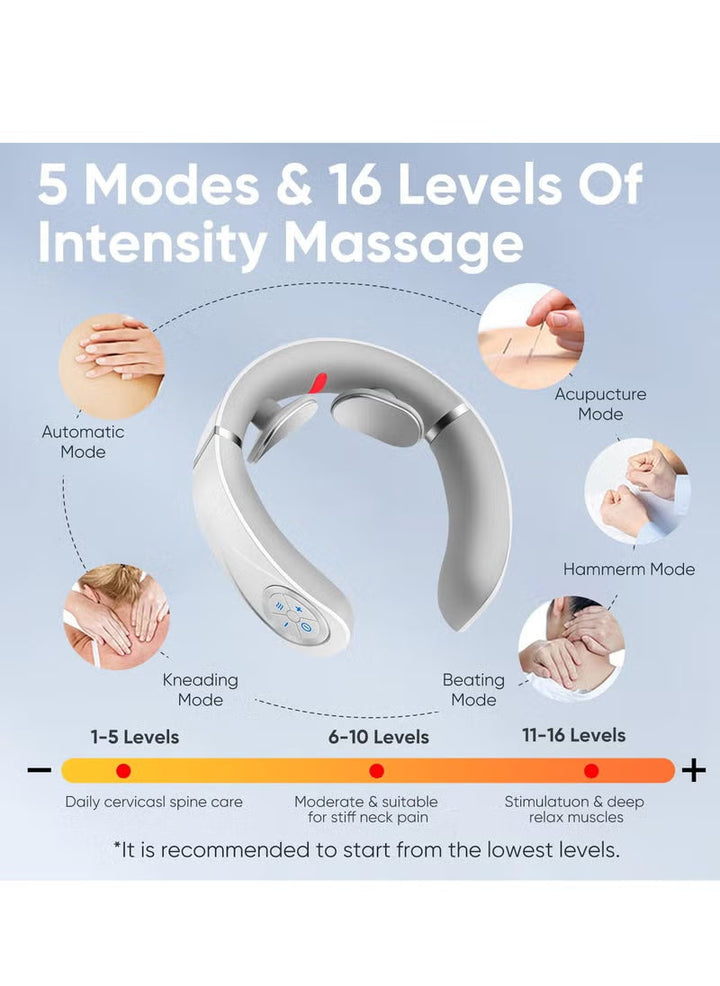 Smart Neck Massager with Heat – Cordless, Lightweight &amp; Adjustable