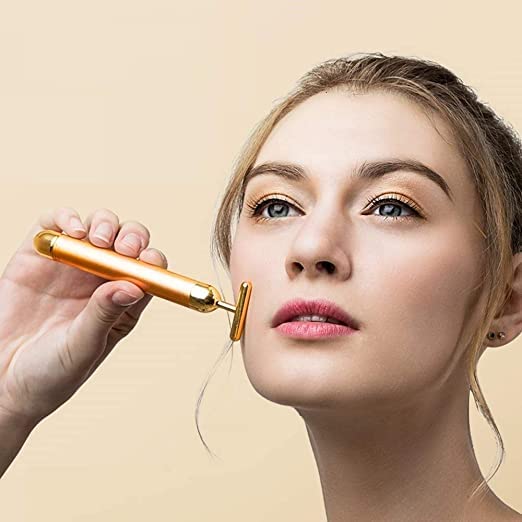 V-Shaped Electric Facial Massage Bar – Gold Micro-Vibration Facial Sculptor
